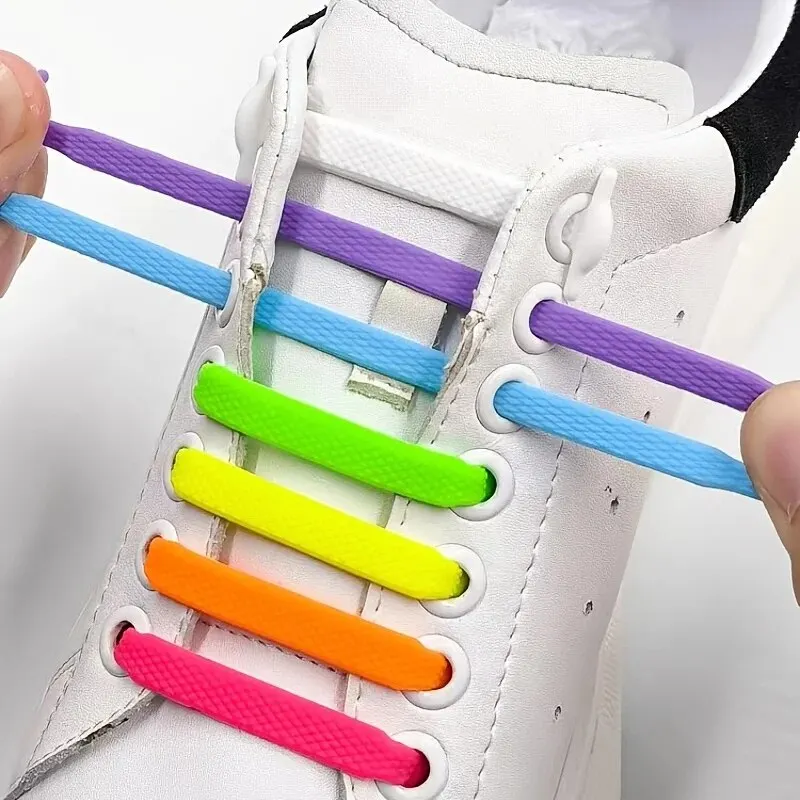 16pcs/set Silicone Elastic Laces No Tie Up Shoe Laces Lazy Shoe Laces T Shaped No Tie Ups