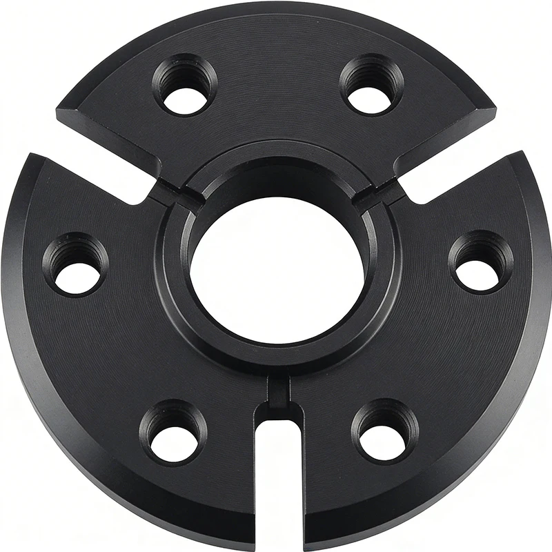 Custom Metal Parts Service Rapid Machining Industrial Black Anodized Aluminum CNC Machined Split Locking Flange