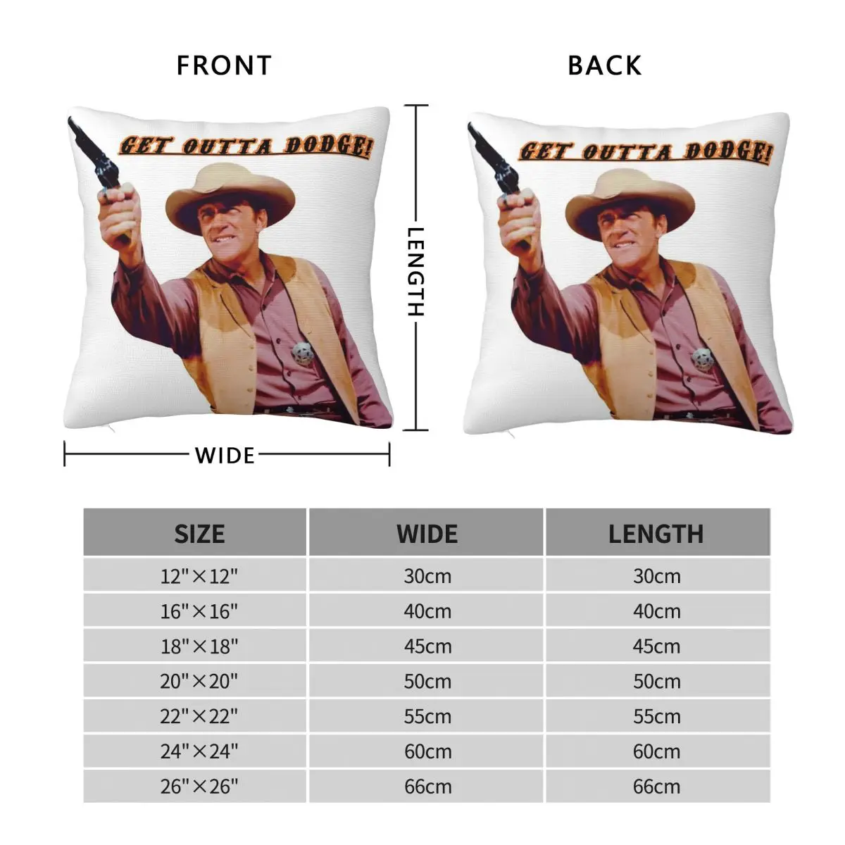 Gunsmoke Matt Dillon Get Outta Dodge Square Pillowcase Polyester Linen Velvet Pattern Zip Decor Sofa Cushion Cover 18