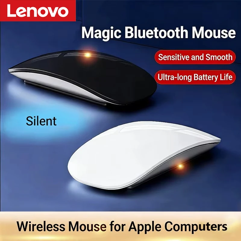 Lenovo Wireless Bluetooth Mouse Multi-Touch Ergonomic Silent Mouse Type-C Charging Portable Laptop Office Gaming Universal Mouse