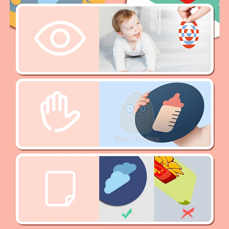 Cartão de estimulação visual do bebê Montessori brinquedo preto branco Flash Cards Color Training Game Early brinquedos educativos para o presente infantil