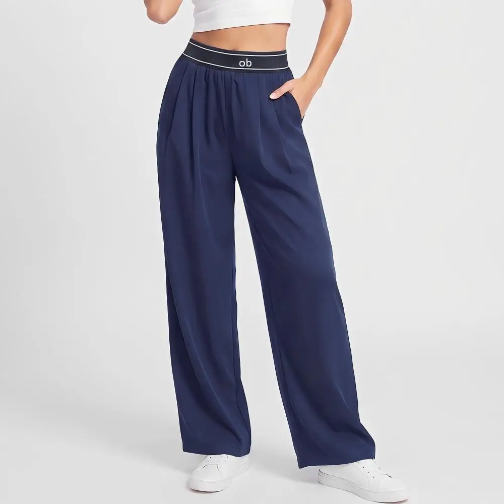 Image of Yogahosen, Herbstsaison, Gerade geschnittene, hochtaillierte, gewebte, lässige lange Hosen im Western-Stil, dehnbare Freizeithosen