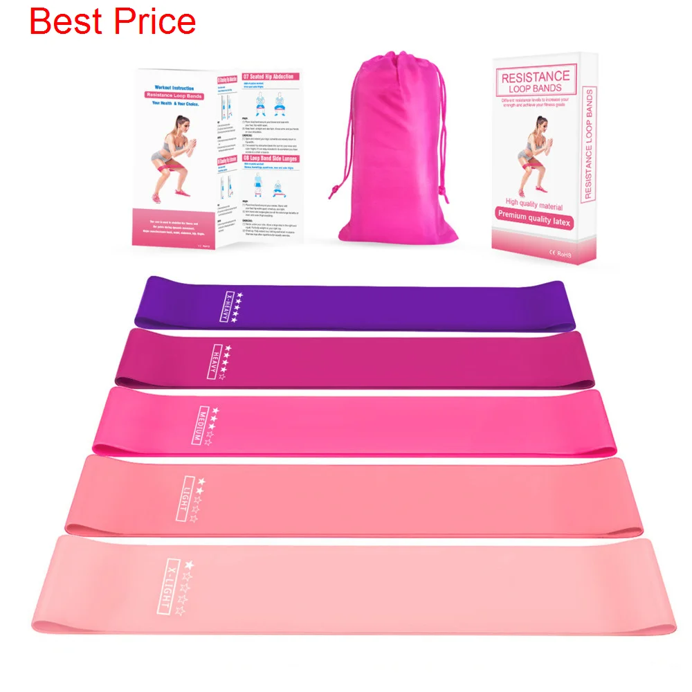 フィットネス用の弾性抵抗ベルト,トレーニング用のラテックスベルト,ヨガスーツ,50セット,5個