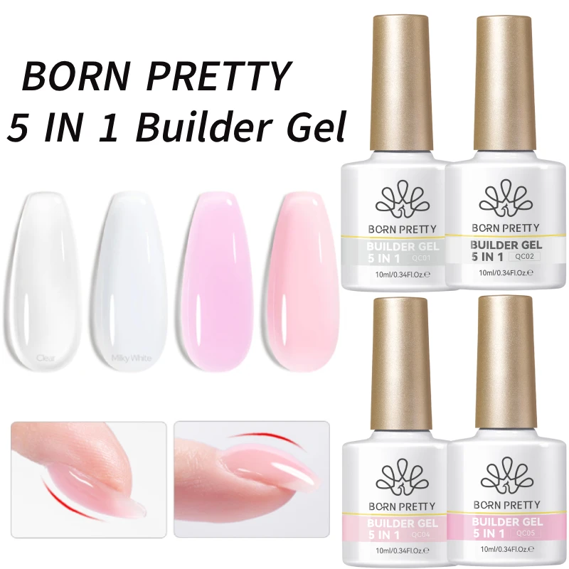 BORN PRETTY 5 IN 1 Gel Nail Polish Quick Building Extension Acrylic Crystal Construction Soak Off Semi Permanent Self-leveling F