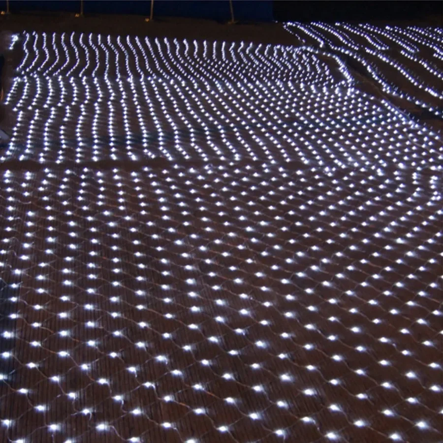 Solar or EU Plug Net Light Mesh Fairy Lights Waterproof Garland With 8 Modes Timer Christmas Decorations For Home 3M*2M Holiday