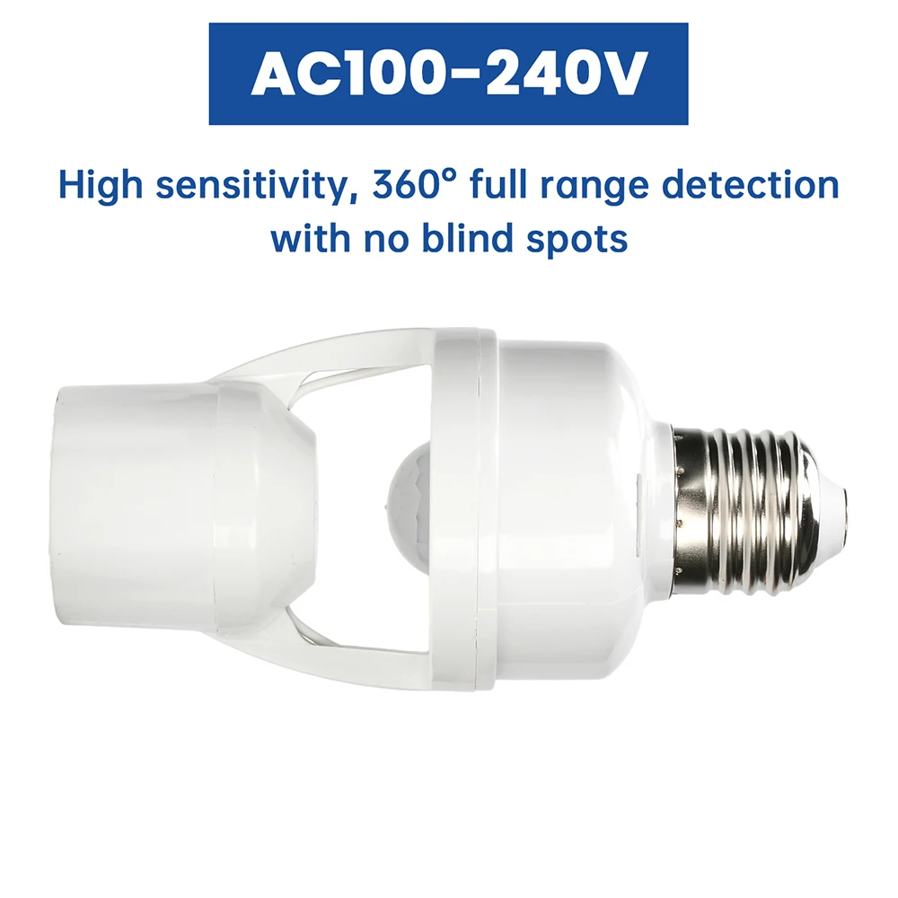 AC100-240V Smart Motion Sensor Light Bulb Holder E27 PIR Induction Sensor Adapter Lamp Base Converter Automatic LED Switch