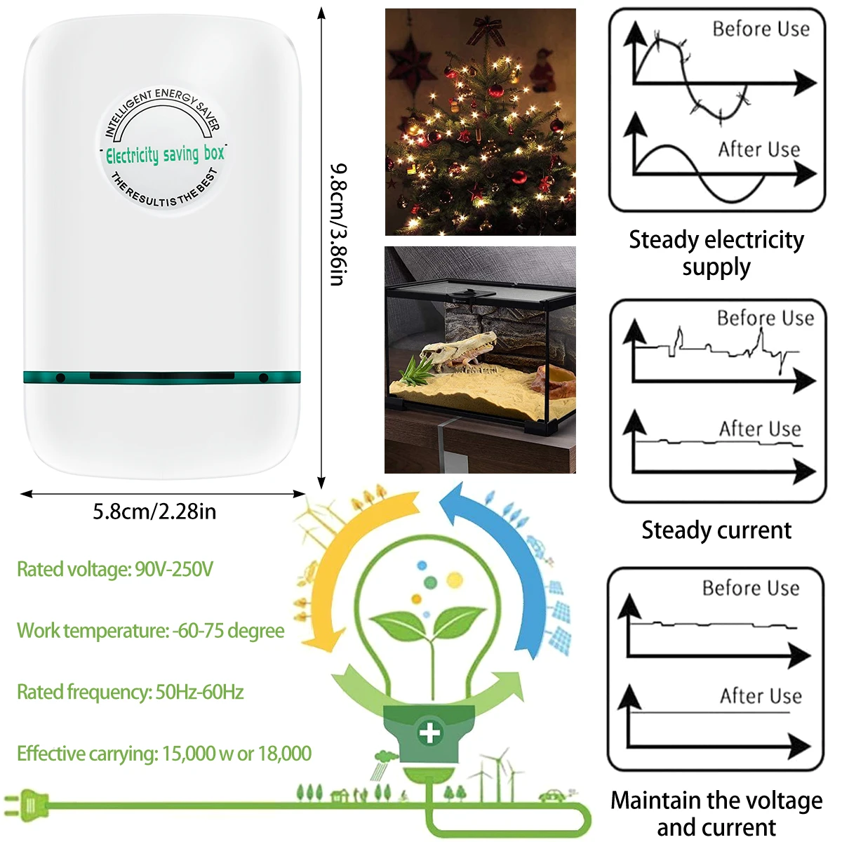 Electricity Saving Box Power Saving Box 90-250V Electricity Reducer US Plug Household Saver Safe Smart Energy Saver Device