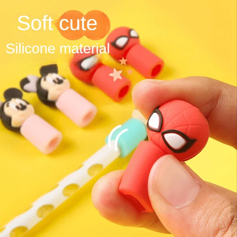 3pcs/set Disney Mickey Minnie Mouse Pencil Caps Pen Covers Cartoon Kawaii High Quality Student School Office Stationery Supplies