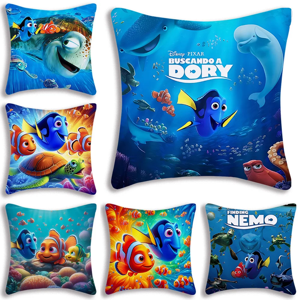 

Cartoon Finding Nemo Sea World Pillow Covers Cartoon Sofa Decorative Home Double-sided Printing Short Plush Cute Cushion Cover