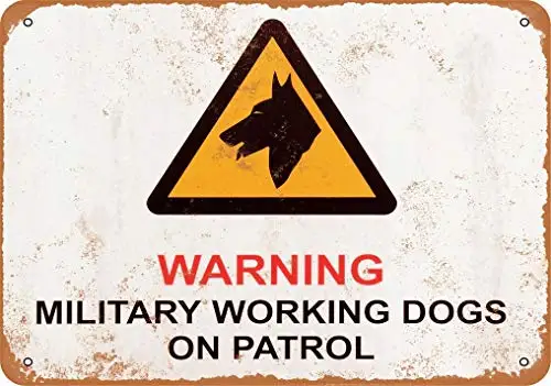 cm Tin Sign Military Working Dogs on Patrol Vintage Look Metal Sign Wall Decor Signs