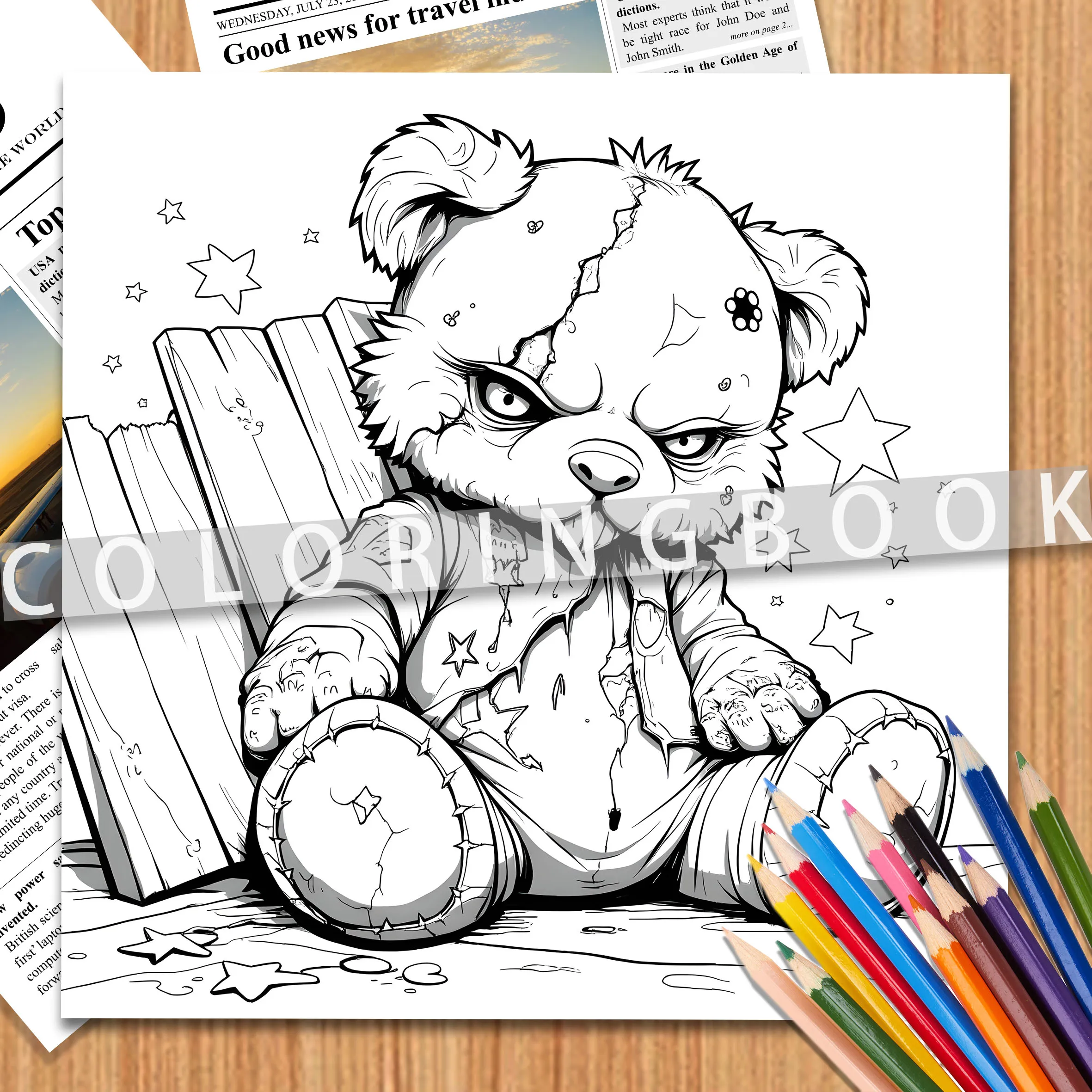 Cute and Quirky Bear Coloring Book for Adults - 7.8 Inch, 24 Pages of Intricate Designs - Adult Picture Book