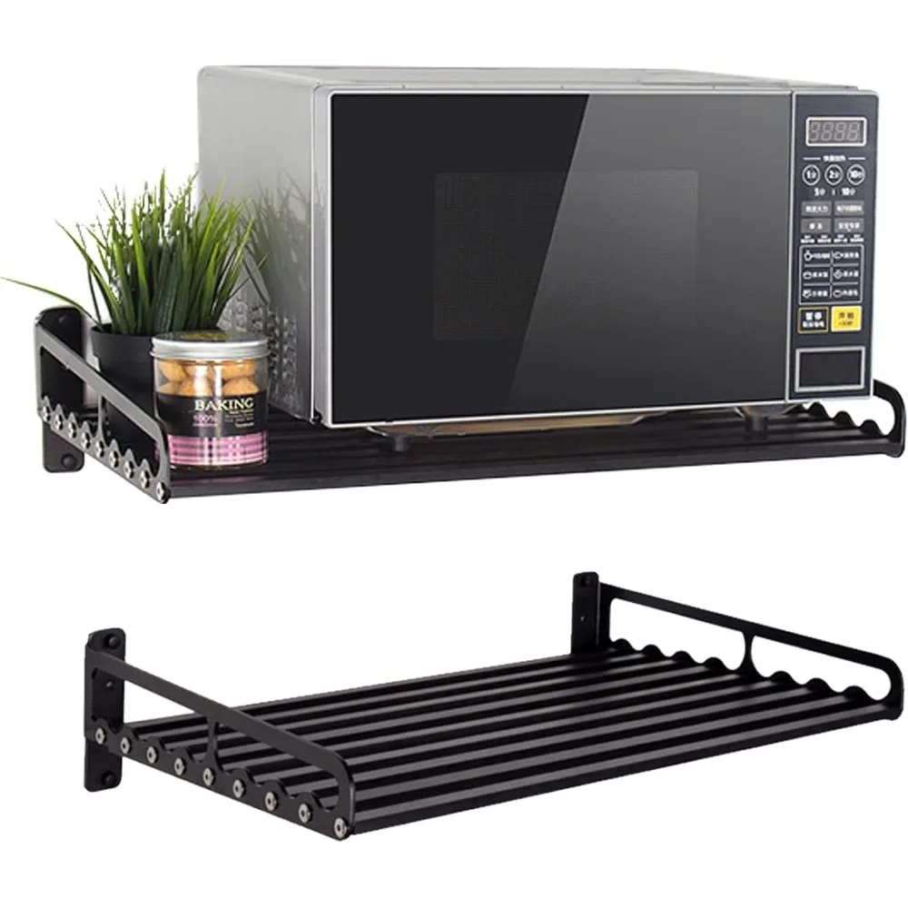 

Microwave Oven Rack, 23.58“x15.52“ Shelf for Microwave Wall Mount, Wall-Mounted Electric Oven Holder Shelf Kitchen Wall Pot Pan