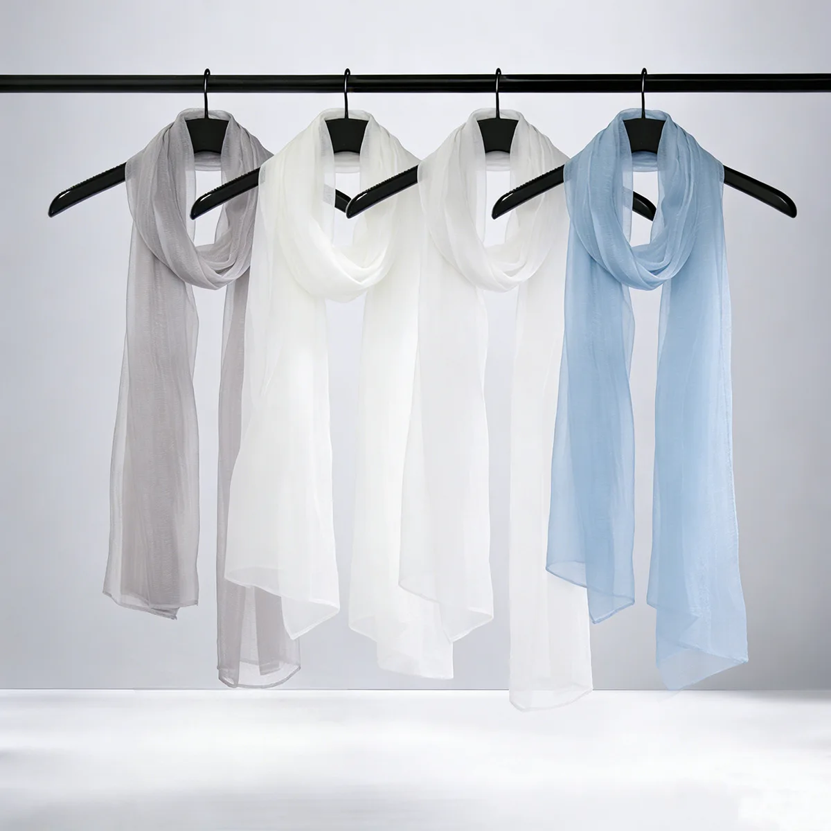 Damen-Organza-Schal, transparenter, durchsichtiger Gaze-Schal, leichter Sonnenschutz-Wickel, atmungsaktiv, modisch, für den Sommer und den Alltag – Detail 6