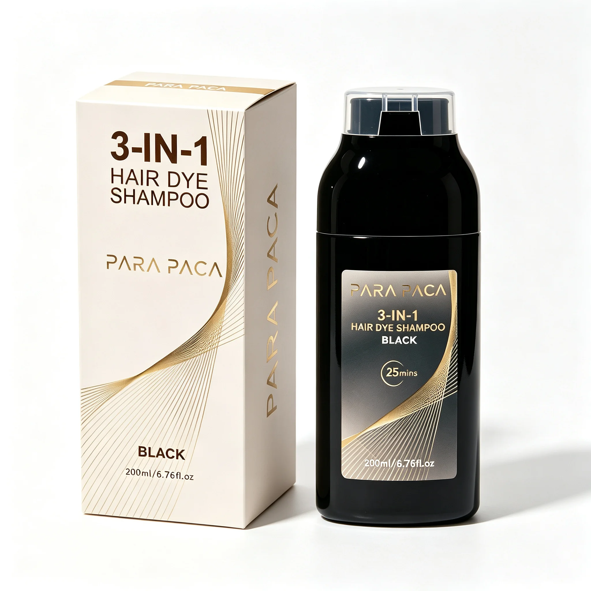 PARA PACA 3in1 Hair Dye Shampoo for Gray Coverage Ammonia-Free Semi-PermanentHerbal No Bleach Hair Coloring 200ml/6.76f1.oz