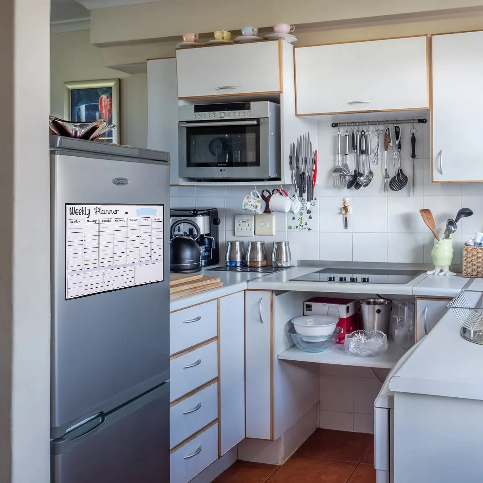 

Магнитная доска-планировщик, стираемый календарь на холодильник, мягкий белый еженедельник, многофункциональная бытовая многоразовая наклейка для сухого стирания