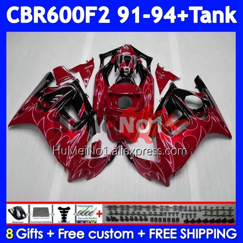 Body+Tank For HONDA CBR 600F2 600 Red flames F2 CBR600F2 91 92 93 94 37No.273 CBR600FS CBR600 F2 FS 1991 1992 1993 1994 Fairing