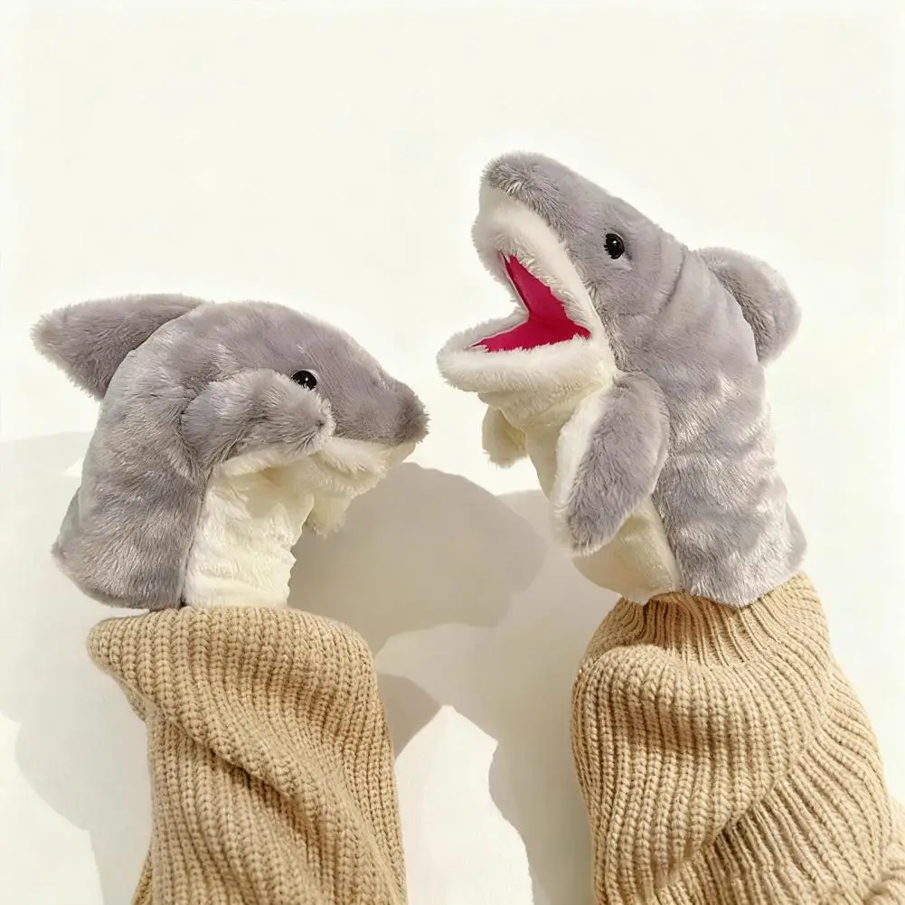 11" Shark Hand Puppet Stuffed Ocean Animals Hand Puppet with Moveable Mouth Soft Plush Shark Toy for Kids Role Play Teaching Toy