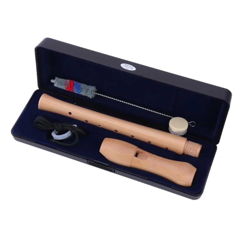 German Fingering Treble Flute Soprano Recorder Instrument Key 8 Holes Clarinet with Cleaning Rod and Carry Case