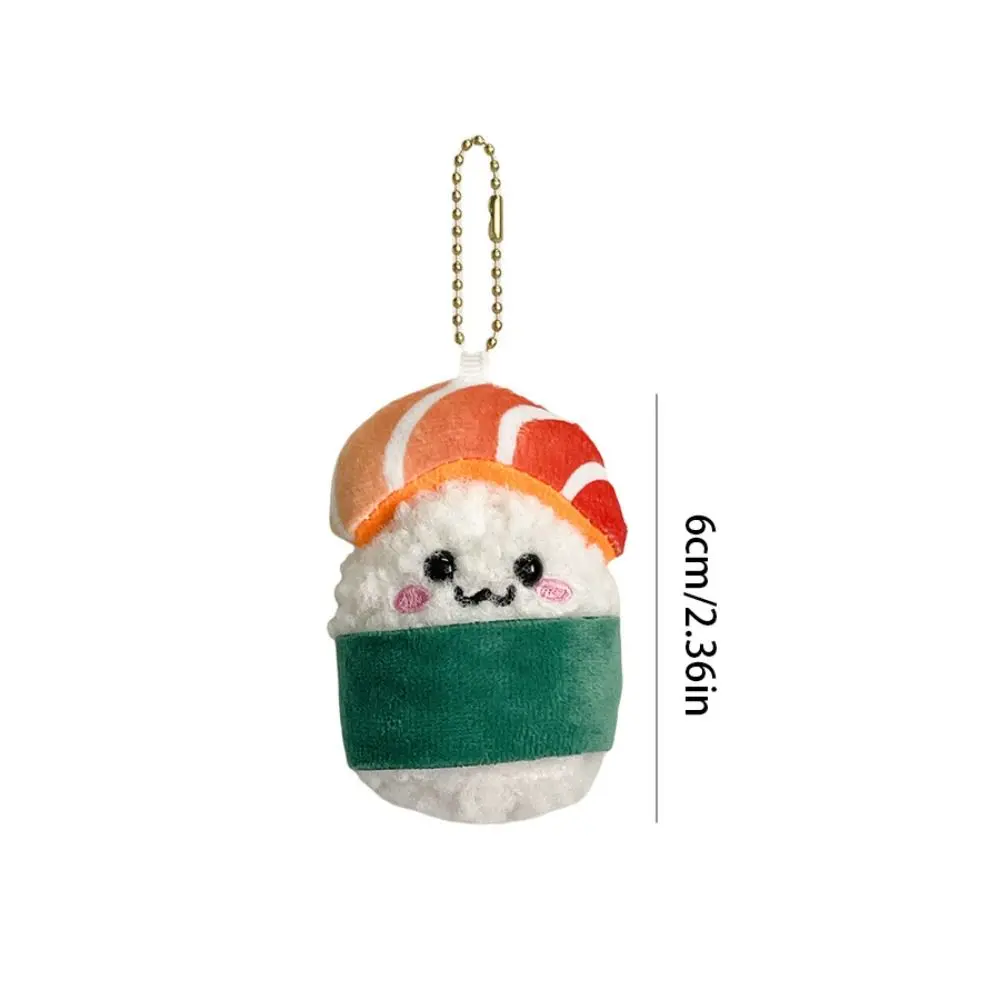 Creative Kawaii Salmon Keychain Plush Stuffed Japanese Style Sushi Bag Pendant Cartoon Soft Rice Plush Keyring Bag Hanging