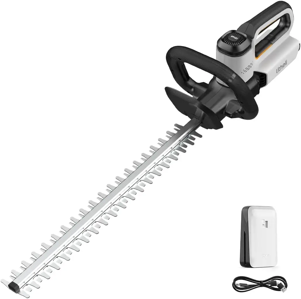 20V Cordless Hedge Trimmer 20" (0.8" Cut), Lightweight Battery Powered Bush Trimmer with Carbon Steel Dual Action Blade
