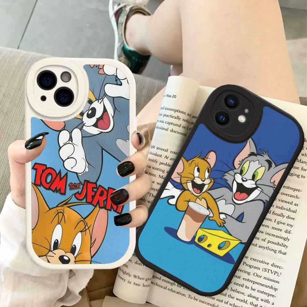 Lovely Cartoon For TomS JerryS Phone Case Hard Leather For iPhone 16 15 14 13 12 Mini 11 14 Pro Max Xs X Xr 7 8 Plus Fundas