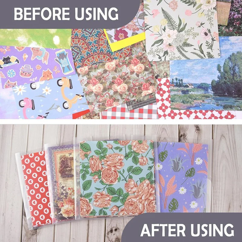 Organizador de almacenamiento de papel para álbum de recortes, carpeta de archivos de hueso, Juego plegable de papel, bolsas de almacenamiento, sostiene papel de álbum de recortes de 6X6 pulgadas