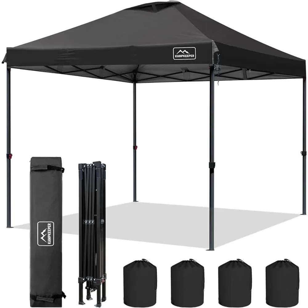 

Pop-up-Canopy-Tent,3 Adjustable Height with Wheeled Carrying Bag, 4 Ropes and 4 Stakes, (Black) Freight free