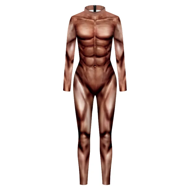 

European American Halloween Cosplay Costume Printed Bodysuit for Men Performance