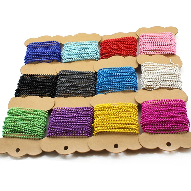 5Meter/Lot 2.4mm Colorful Ball Chain Bulk Metal Bead Chain for Necklace Pendants Making Keychain Dolls Label Hand Tag Connectors