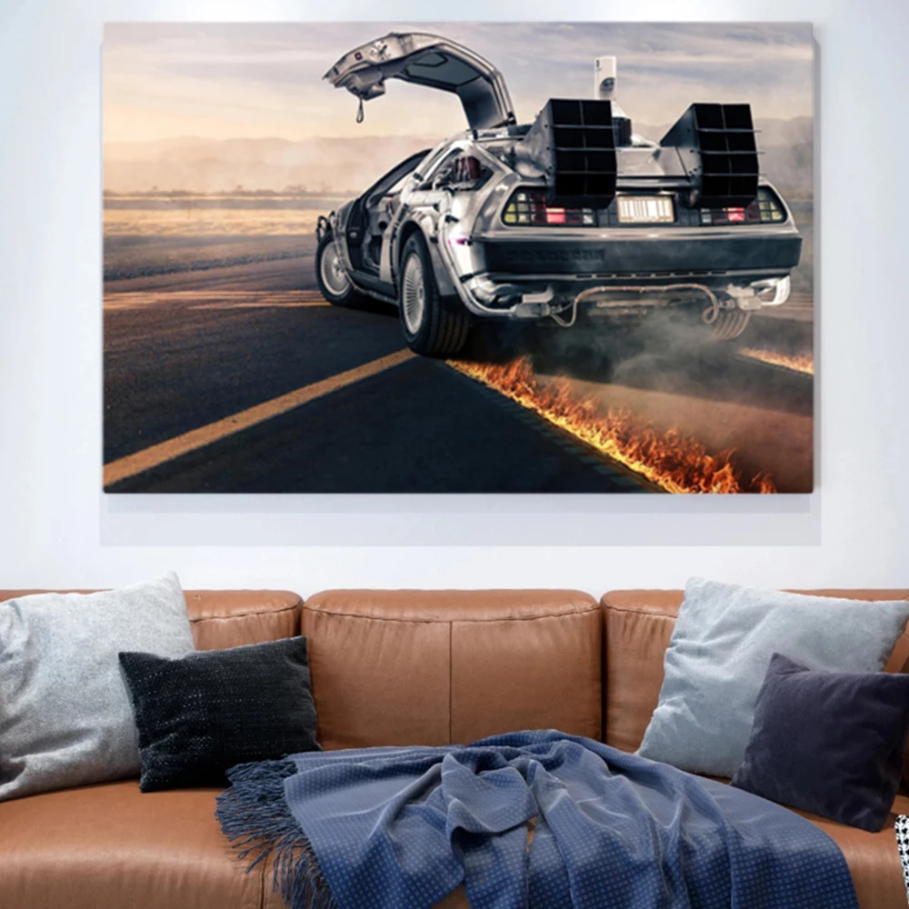 Back to the Future Car Driving on Road Posters Wall Art Canvas Prints Modern Nordic Paintings for Living Room Home Decor Picture