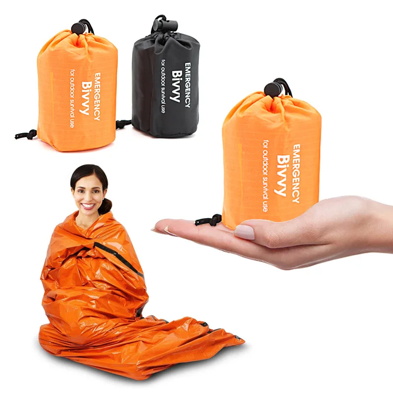 

Reusable Emergency Bivvy Sack Portable Thermal Survival Sleeping Bag for Camping Hiking Outdoor Emergency Survival