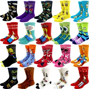 2024 New Anime Fashion Men's Socks Long Knee-High Knee Couples Cosplay Half Personality Hip Hop Harajuku Funny Half Woman 10 Main Sales Funny Socks - №7