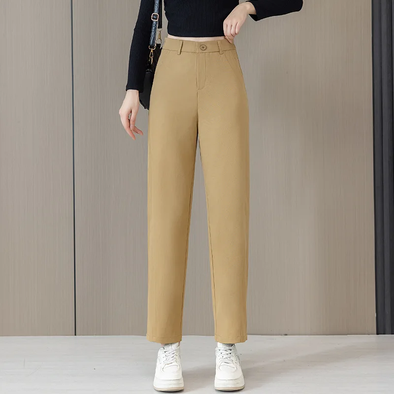 سروال حريم منجل للنساء، بدلة تنحيف فضفاضة للربيع والخريف، سروال كاجوال مكون من تسع نقاط مستقيمة الساق #1