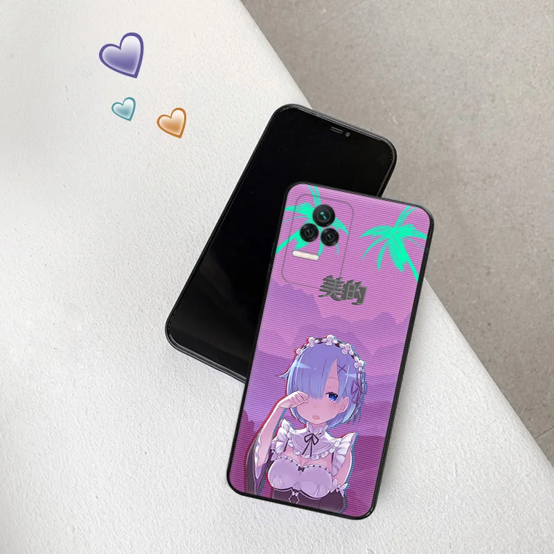 Phone Case for Redmi Note11 Pro 10S 11S 10A 10C Xiaomi 11T 10T Note 10 11 Lite Vaporwave Girl Anime Soft Black Anti-Drop Cover