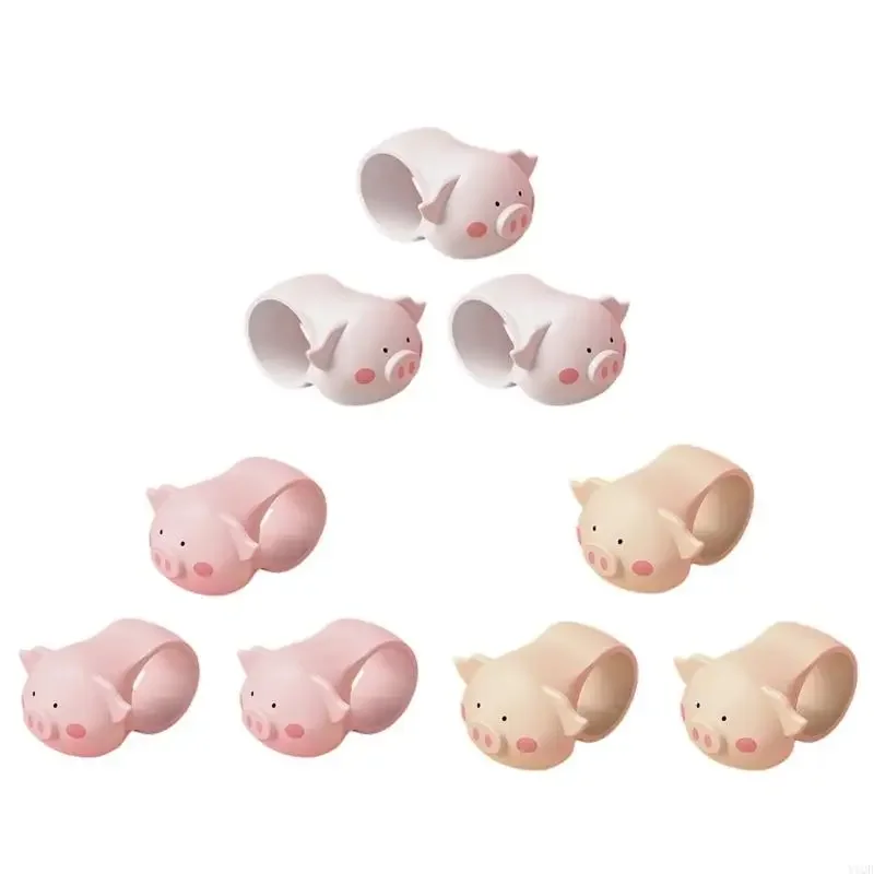 

Set of 3 Funny Pig Design Elastic Silicone Handle Guards For Door And Window