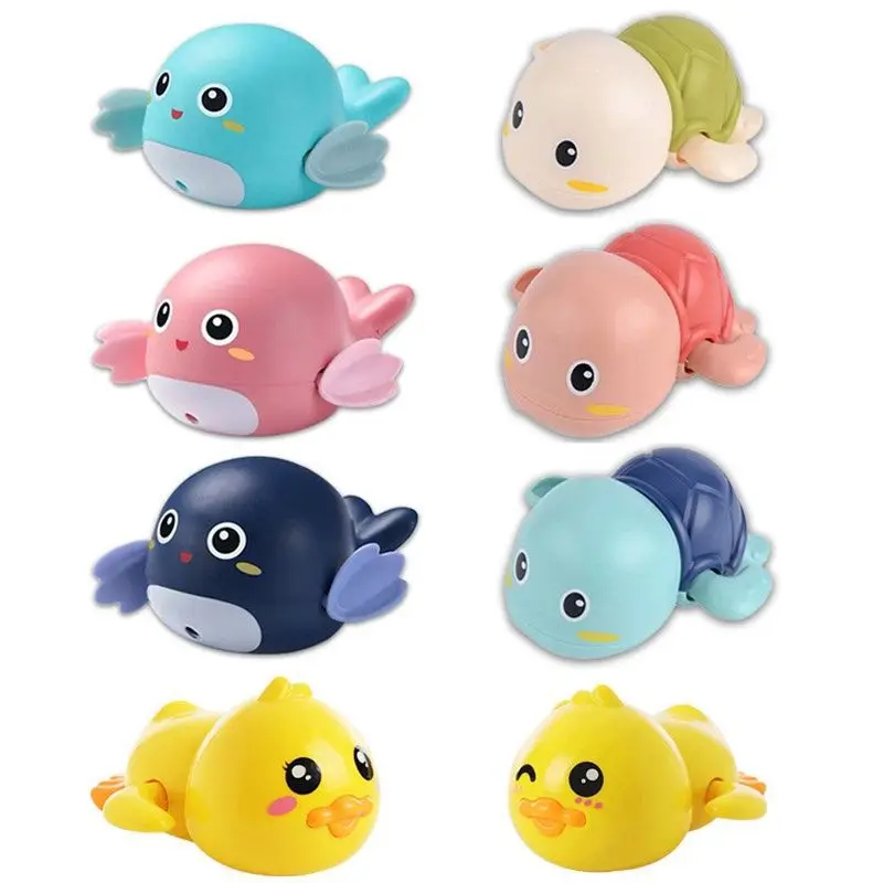 Baby bath water turtle ducks Cool animals Wind-up chain bathroom water play children's toys