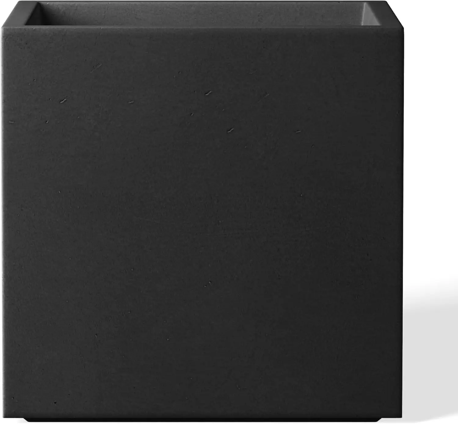 

12" Square Concrete Planter with Drainage, Black - Indoor/Outdoor Large Plant Pot