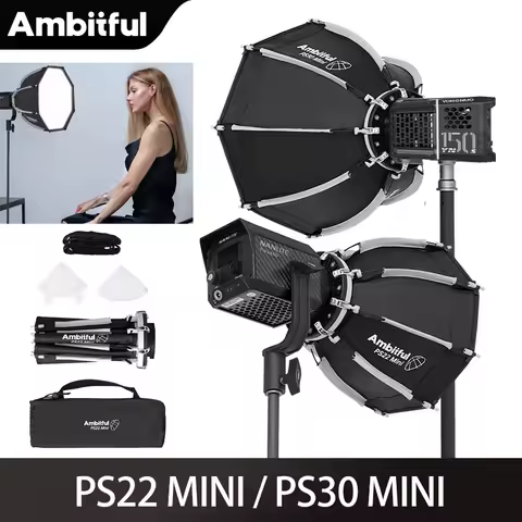 Ambitful PS22 PS30 Mini Bowens Mount Quick Release Octagonal Softbox with Honeycomb Grid for Yongnuo YN150 Nanlite Forza 60