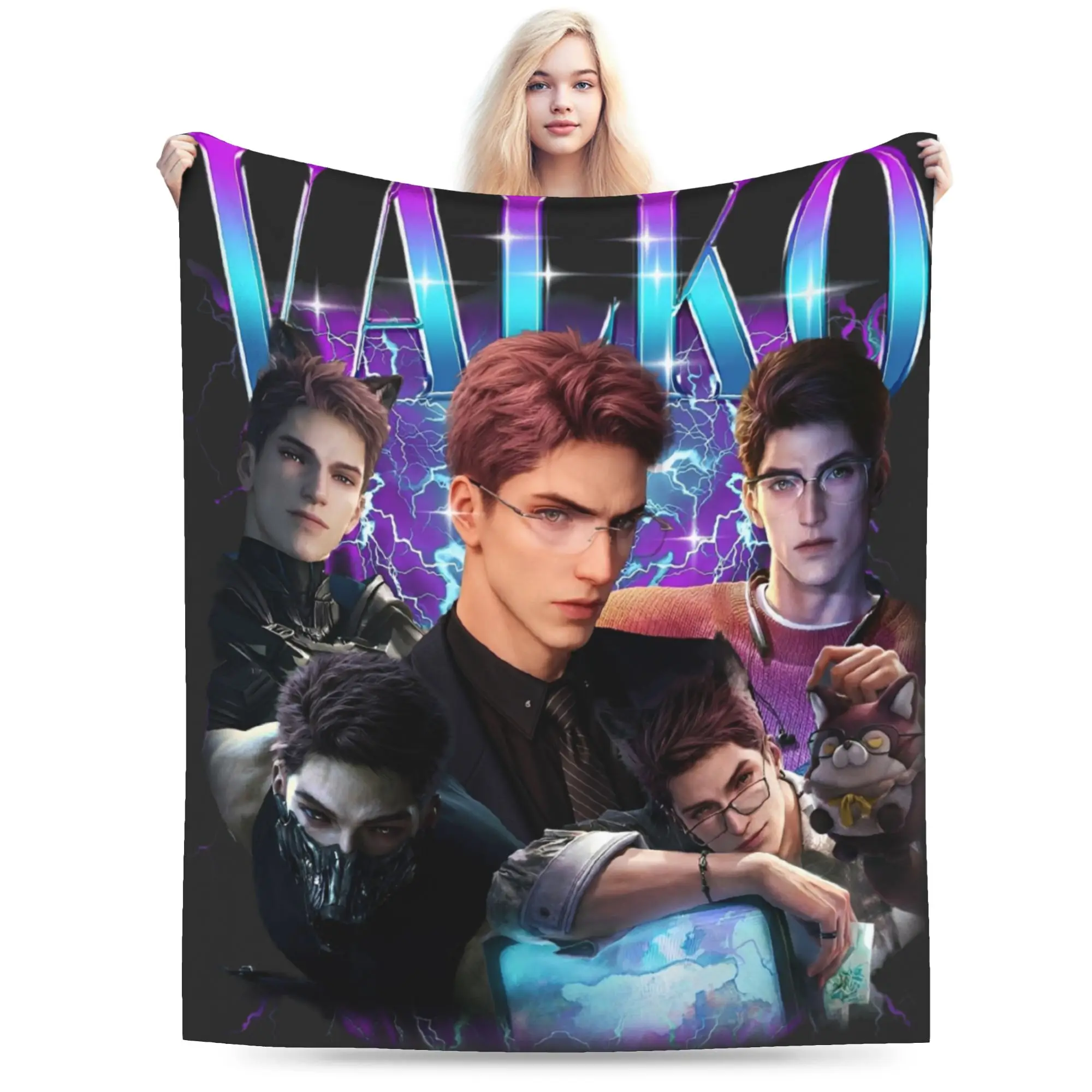 Game V-Valko L-Love and Deepspace Blanket Quality Warm Comfy  Throw Blanket Winter Camping Bedroom Graphic Bedspread