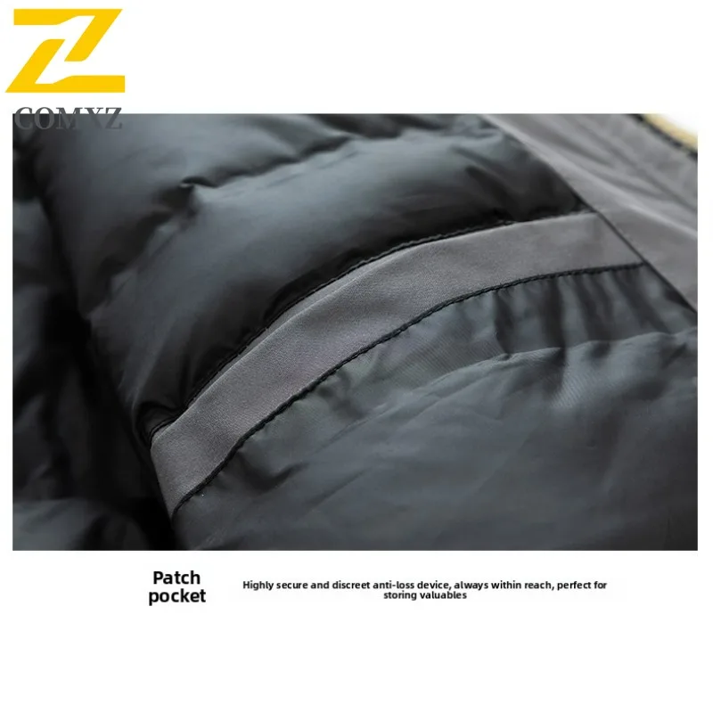 COMXZ Men Down Jacket Wear Resistant High Quality Waterproof Mountaineering Cotton Padded Jacket Skiing Warm Snowy Padding Coat
