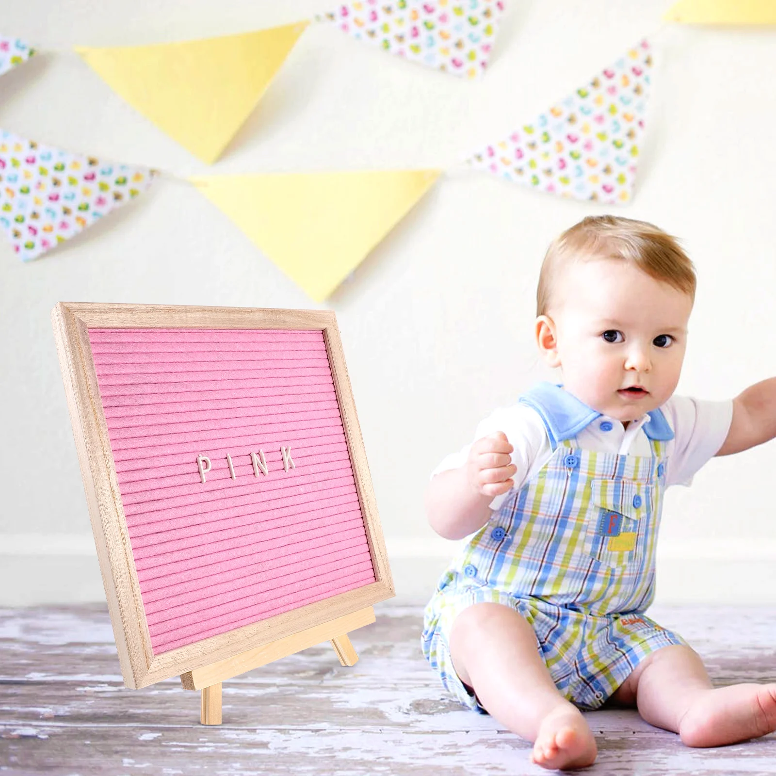 

Pink Felt Letter Board 240 Letters Wooden Frame Baby Shower Wedding Birthday Home Message Display Bulletin