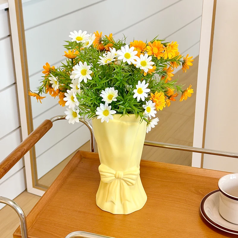 Französische Nischen-Kreativvase für Wohnzimmer, Handgefertigte Schleifen-Bouquet-Vase für Trockenblumen, Hochwertige Dekorative Ornamente