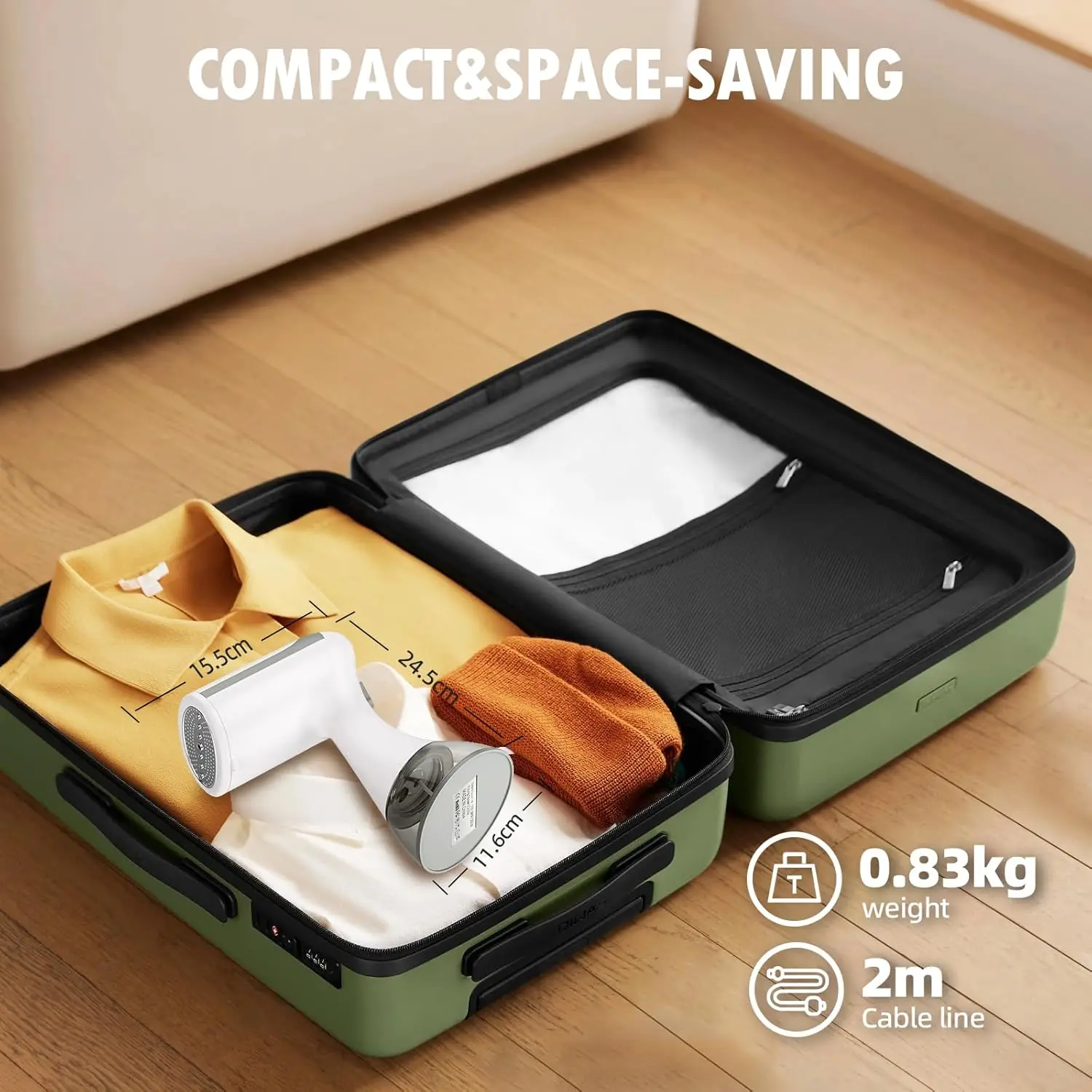 مكواة بخار للملابس مع خزان مياه قابل للإزالة 300 مل، 1500 وات، تسخين سريع لمدة 20 ثانية، مكوّاة مبللة معلقة #6