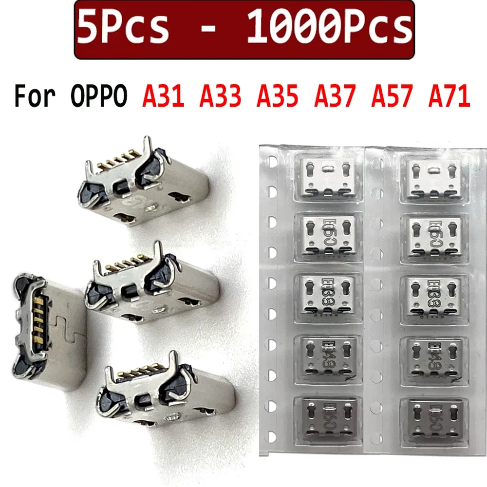 5Pcs - 1000Pcs，For OPPO A31 A33 A35 A37 A57 A71 Micro Mini USB jack socket connector charger Charging Port