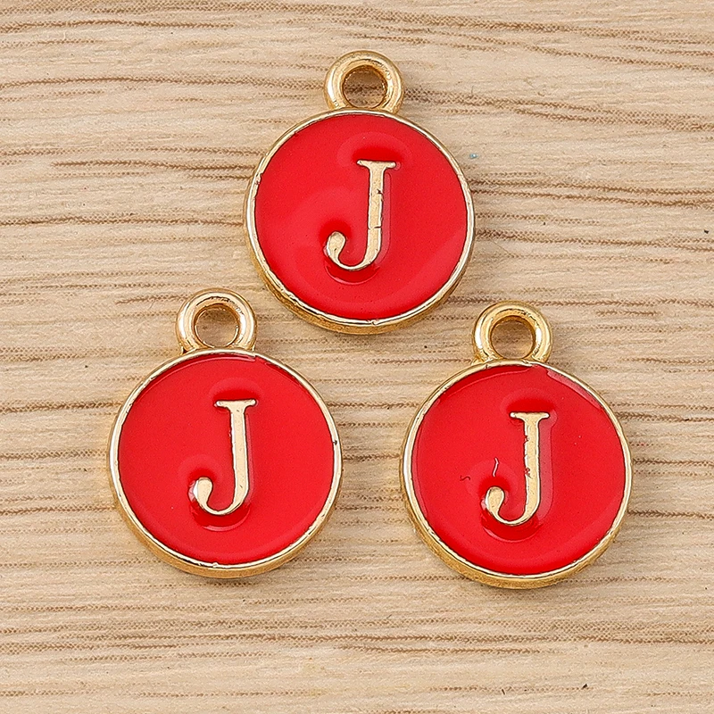 10 Stück 11x14mm Niedliche Emaille-Buchstabenanhänger A-Z für Schmuckherstellung, Ohrringe, Anhänger, Halsketten, DIY-Bastelbedarf – Detail 12