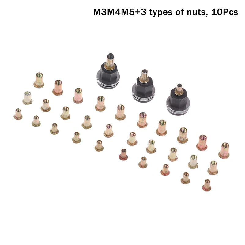 10pcs Hand Rivet Nut Tool Set Manual Riveter Kit With M3-12 Nut Heads For DIY Repair Installation, Easy Use Accessory