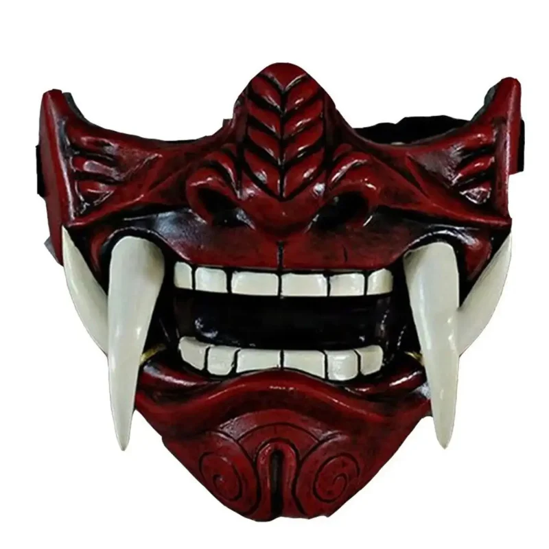 CyEraspooky Half Face Assassin Ronin Samurai Mask Demon Oni Mempo Japanese Latex Mask For Adult