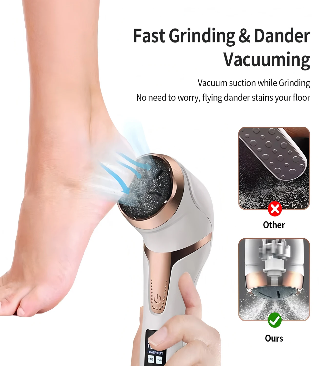 

2026Electric Foot Pedicure Device With Dust Collector And Lcd Display, Usb Charging For Foot Callus Removing And Exfoliating