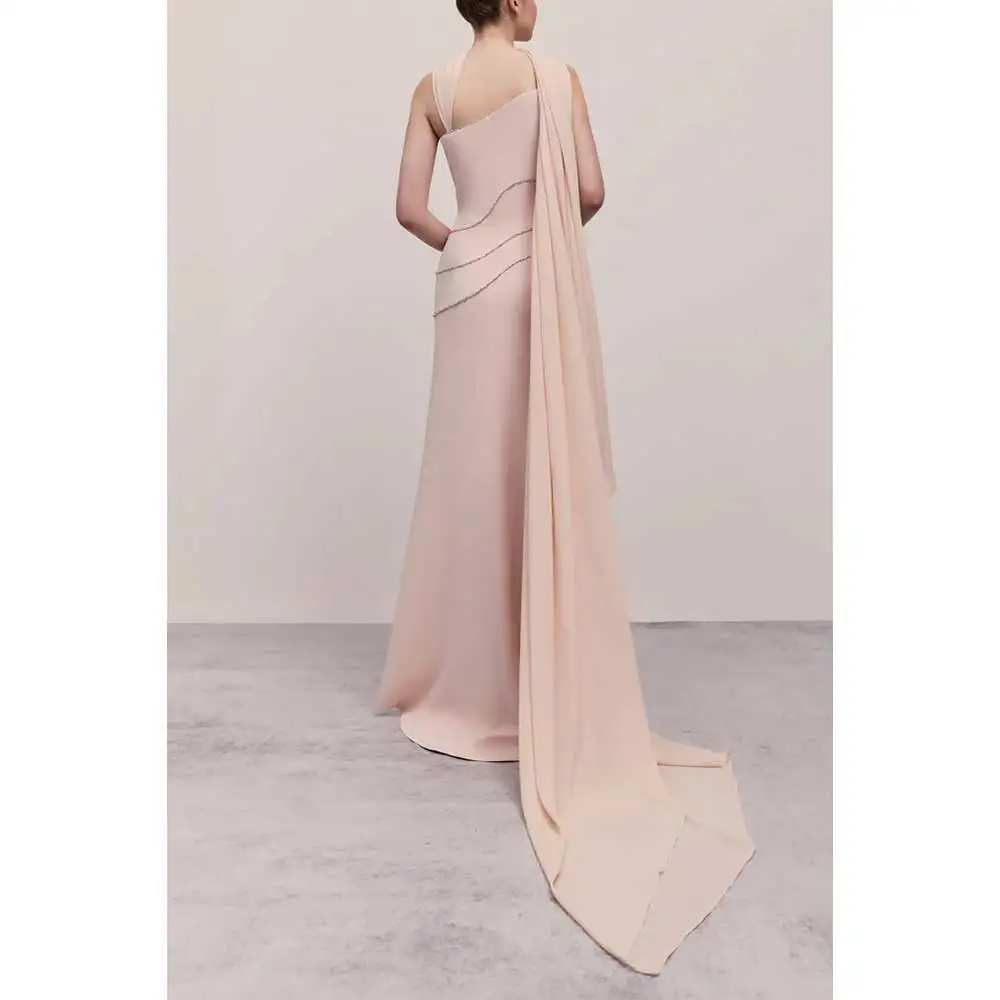 YUMDAI Arabian Nude Pink Mermaid Tube Top Luxury Evening Dress 2024 Women's Wedding Party Luxury Rhinestone Irregular Guest Gown