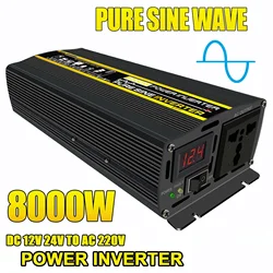 10000W/8000W Power Inverter Solar System Pure Sine Wave AC 12V 24V To DC 220V Converter Outdoor RV Car Camping Power Inverter